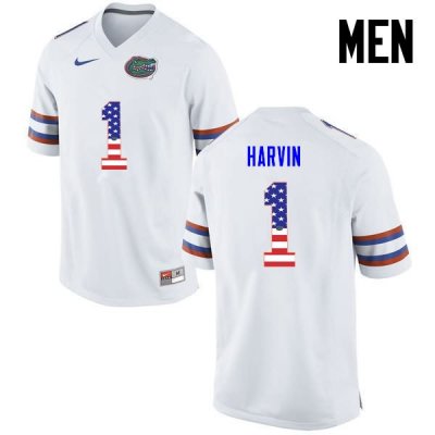 Men's Florida Gators #1 Percy Harvin NCAA Nike White USA Flag Fashion Authentic Stitched College Football Jersey WBB6262RK